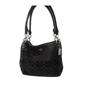 Coach Colette Signature Hobo Bag Rare Retired Black Silver Hardware